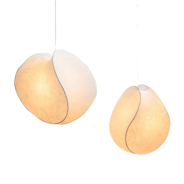Nordic Luxury Modern White Round Adjustable Silk Chandelier Pendant Lights for High Ceilings