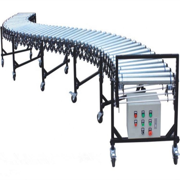 Gravity Flexible Skate Wheel Conveyor with Stainless Steel Legs and Telescopic Roller