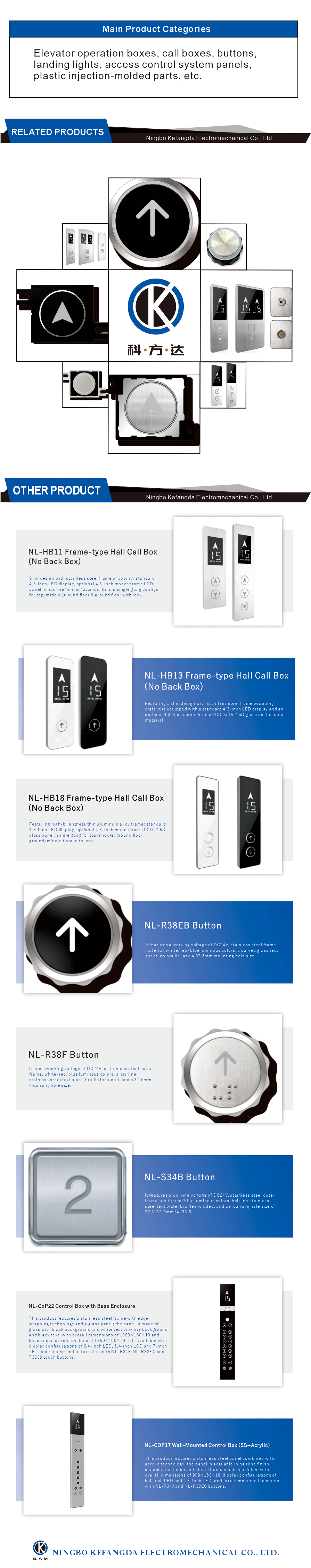 Elevator button plastic frame standard