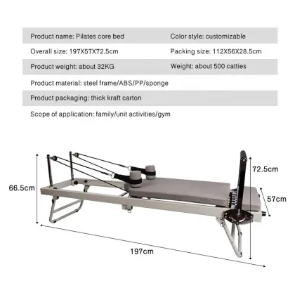 Large Folding Pilates Reformer Home Fitness Equipment