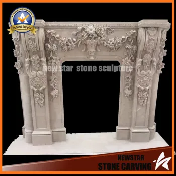 Fireplace Surround with Flowers Stone Fireplace Mantel