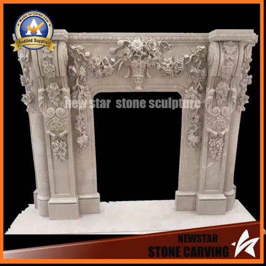 Fireplace Surround with Flowers Stone Fireplace Mantel
