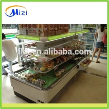 Fruits&vegetables&meats display freezer showcase in the supermarket