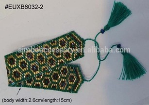 2015 hot new seed beads weaving bracelet with hexagon design and tassel,indian beads bracelet,beaded bracelet,latest jewelry
