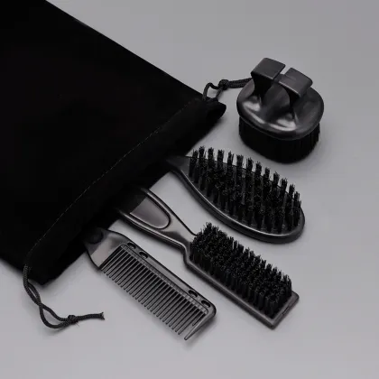 Nylon Beard Comb and Mustache Brush Set for Styling
