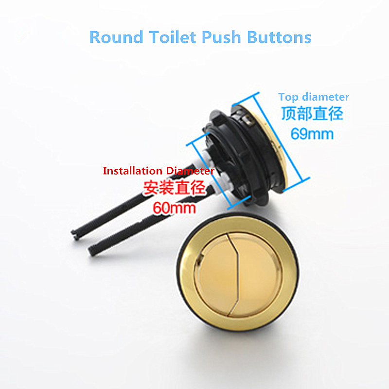 gold color Top diameter 69mm Round Toilet water tank double push button,Installation Diameter 60cm Round Toilet dual push button