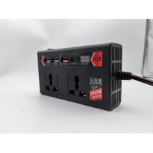 محول طاقة السيارة بالجملة 12 فولت/24 فولت إلى 220 فولت تيار متردد 240 وات مع منافذ متعددة وشاشة ذكية