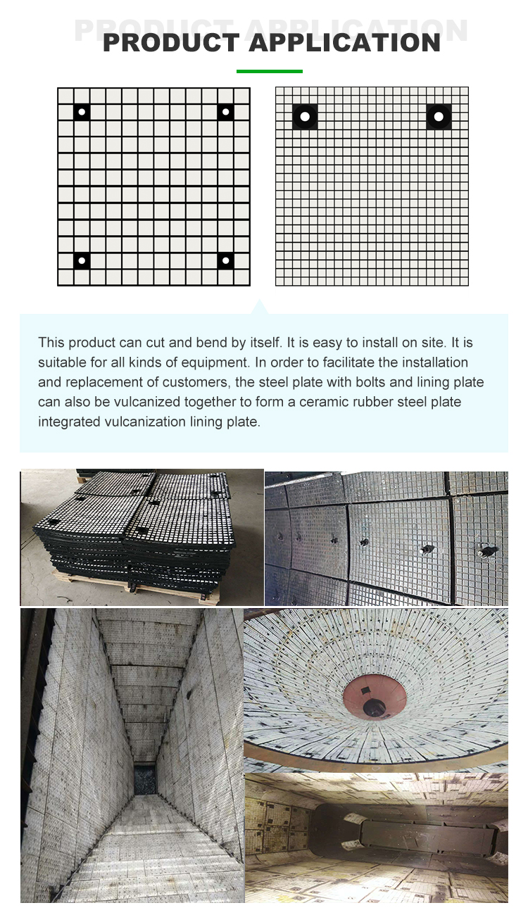 Mining Chute Lining Abrasion Resistant Rubber Ceramic Wear Liner