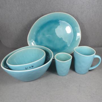 Ceramic Reactive Crackle glaze Dinnerware Set