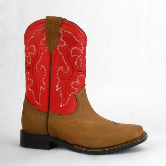 2016 Fashion Comfortable Black Rubber Outsole High Quality Outdoor Wholesale Leather Cowboy Boots for Chlidren