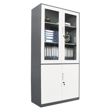 Black Steel Office Storage Cabinets with Glass Door