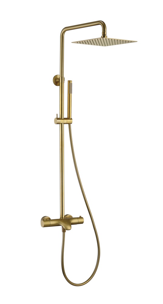 Chuveiro termostático de banheiro de ouro escovado