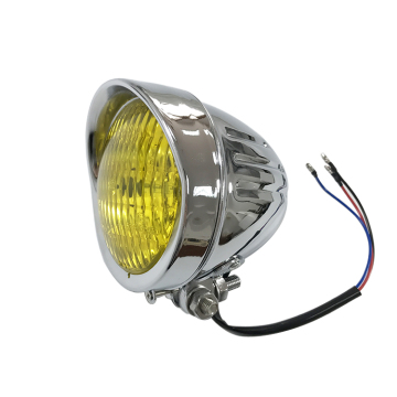 Retro Amber Lens 4.5 Inch Chrome Vintage Headlight for Bobber Chopper Touring Bikes
