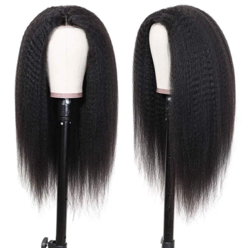 Best quality popular brazilian 180% density natural black real human hair  13*4 13*6 lace kinky straight wig for women