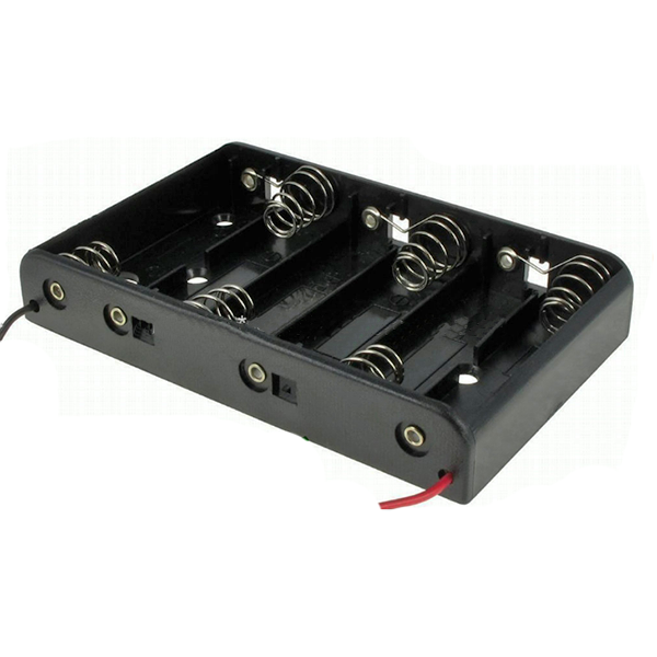 6st AA Battery Box Case Holder med tråd med leads