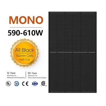 590W-610W Mono Solar Power Panels - Half Cell Full Black PV Panels for Home Use