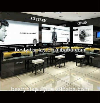 LED wooden glass watch store furniture