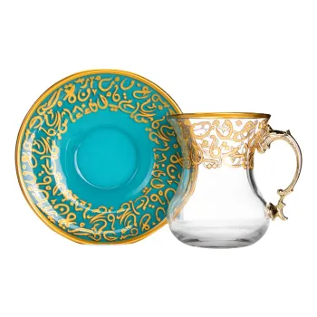 Customized Turquoise Luxury Glass Mug Set for Tea and Coffee