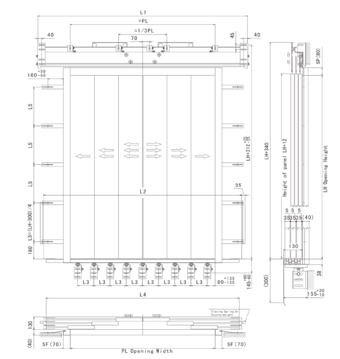 Six Panels Centre Opening Landing Door(PL more than 3500)-drawing