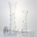 Transparent Slanted Mouth Bud Glass Vase with Wave