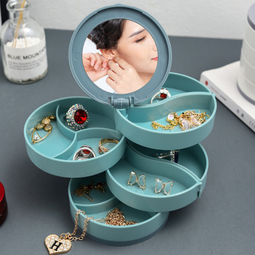 360 Rotating Plastic Jewelry Mirror Tray Organizer Box for Women and Girls - Wholesale Makeup Box