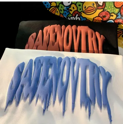 Custom Oversized 3D Foam Puff Printed Supima Cotton T-Shirt for Men