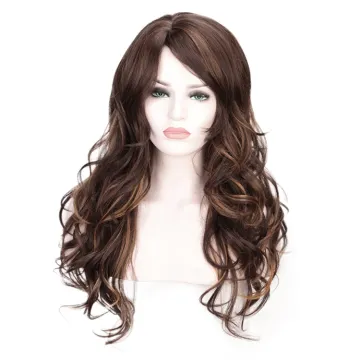 Body Wave Wig High Temperature Mixed Brown Long Synthetic Hair Wig For Black Women Cosplay Wigs