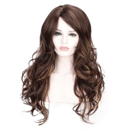Body Wave Wig High Temperature Mixed Brown Long Synthetic Hair Wig For Black Women Cosplay Wigs