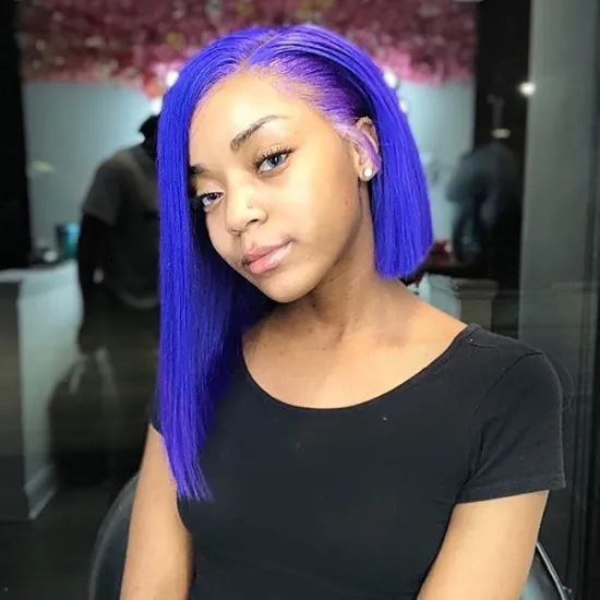 Bob Rainbow Silver Hair Wig, Burmese Transparent Lace Frontal Wig Human Hair, Different Colored Human Hair Wigs