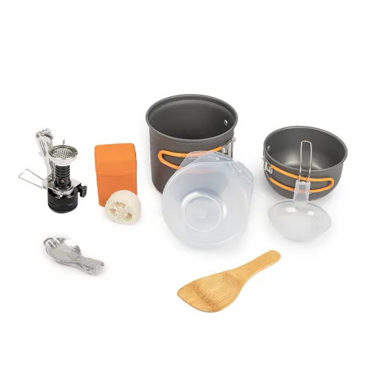 Complete Camping Cooking Kit: Hiking Mess Set with Pot and Fuel Container