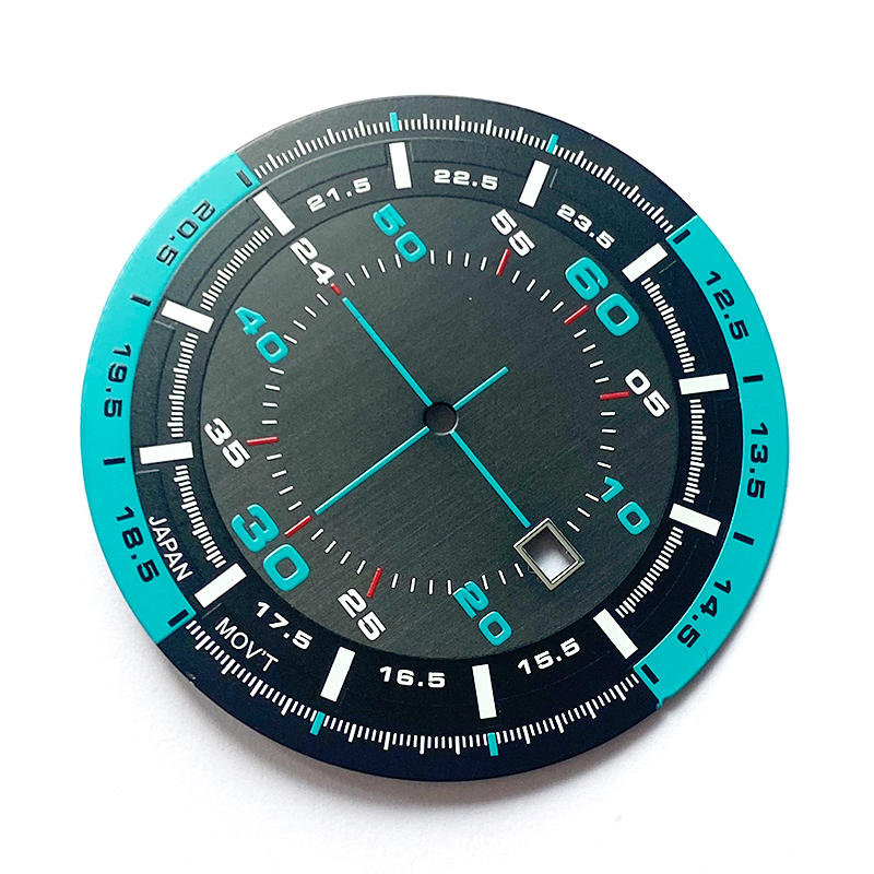 Dial de estilo deportivo azul y negro para reloj