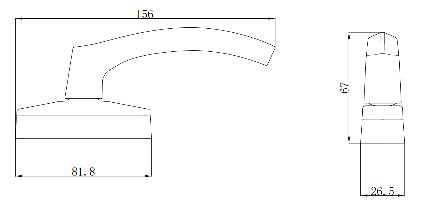 BC235 technical drawing with 156 mm curved lever 81.8 mm base and 67 mm profile height