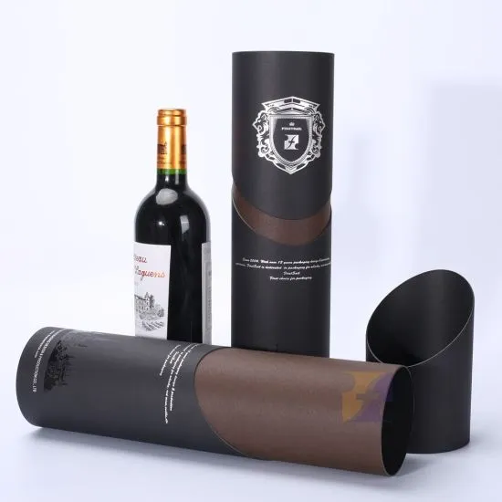 Custom Printed Gift Boxes Cylinder Paper Wine Packaging