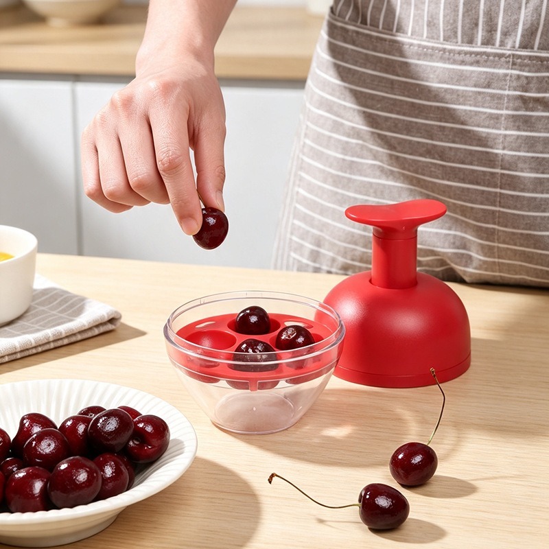 4 Hole Cherry Pitter Tool ABS Press Type Fruit Corer Kitchen Gadget