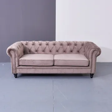 European Style Fabric Velvet Chesterfield 3 Seater Sofa