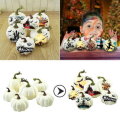 16PCS White Artificial Pumpkin Ornament Halloween Home DIY Decoration Mini Fake Vegetables Foam Simulation Pumpkin