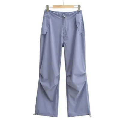 Casual Custom Summer Straight Leg Nylon Windbreaker Cargo Pants for Women