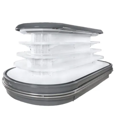 Kenkuhl Commercial Round Island Fridge for Vegetable, Fruit, and Beverage Display