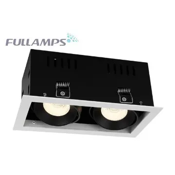 Sharp 2x10W Recessed Black Rectangle COB LED Grille Light FR1033W