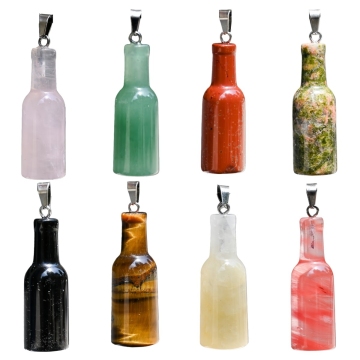 Natural Stone Bottle Charm Pendant Crystal 35MM Wine Bottle Gemstone Pendant for Diy Jewelry Making