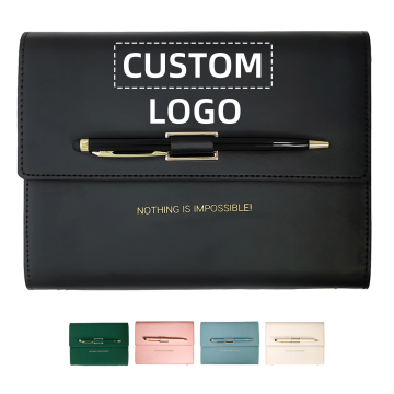 Custom Leather Ring Binder Planner Notebook Cover with Envelopes and Agenda Wallet