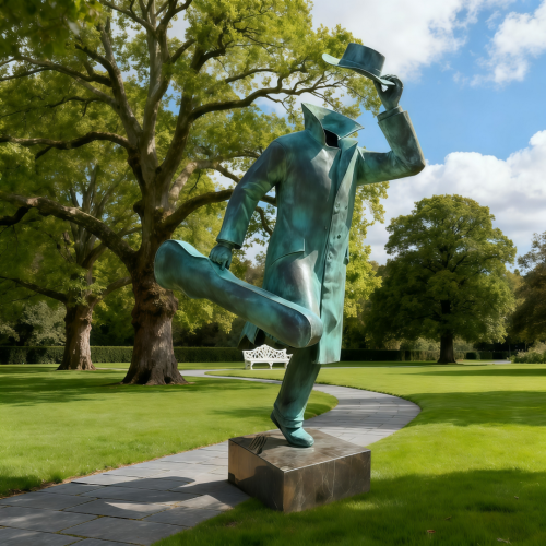 Elegant Bronze Artwork of a Saluting Musician