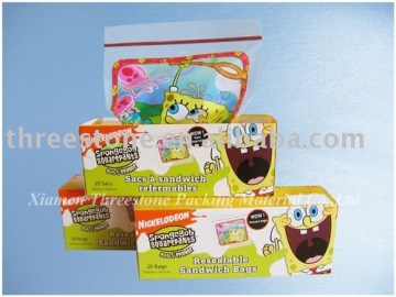 Wide seal reusable sandwich bag color sandwich bags