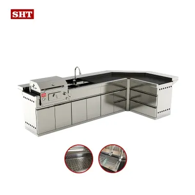 Professional Large BBQ Charcoal Grill Outdoor Portable Kitchen Barbecue Cabinet