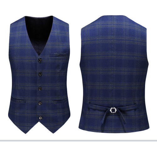 Elegant Navy Check Double Breasted Italian Suit