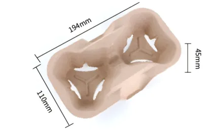 Disposable pulp coffee cup tray for drinks takeaway