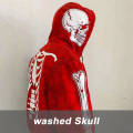 Winter Personality Skull Pattern Zipper Warm Hooded Coat