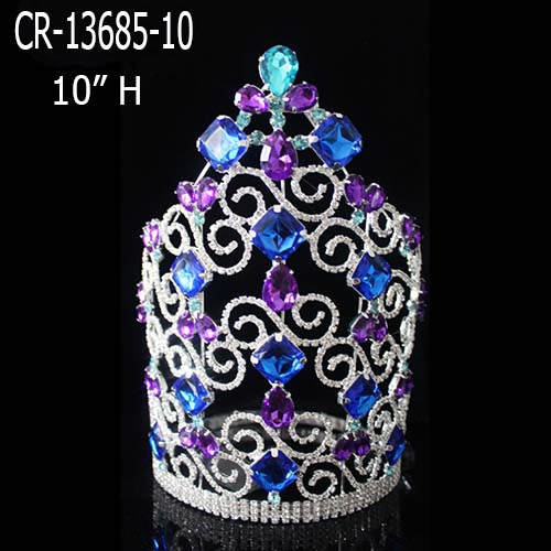 Wholesale Rhinestone Big Color Pageant Crowns