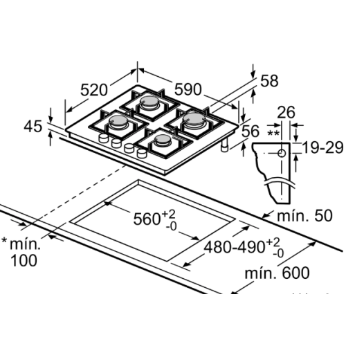 Capacalizar la estufa de gas de 60 cm