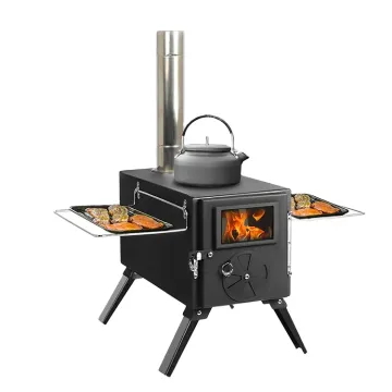 Stainless Steel Wood Burning Portable Foldable Tent Stove With Chimney Pipe Tube
